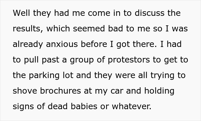 Text about an anxious woman encountering protestors while visiting Planned Parenthood. Text about an anxious woman encountering protestors while visiting Planned Parenthood.