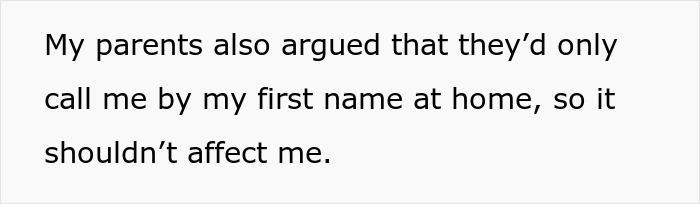 Text about parents arguing the use of a first name at home, relating to choosing daughter's name from Bible. Text about parents arguing the use of a first name at home, relating to choosing daughter's name from Bible.