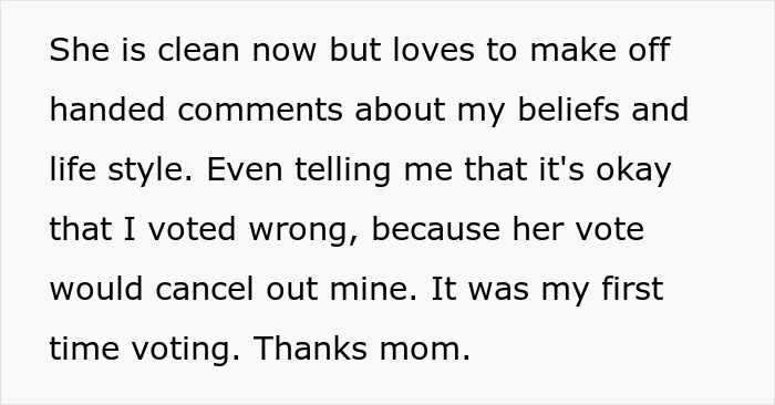 Text about a mom making comments on beliefs and lifestyle, highlighting reality check for daughter's prom suit choice. Text about a mom making comments on beliefs and lifestyle, highlighting reality check for daughter's prom suit choice.