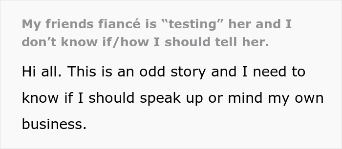 Text discussion about a fiancée being "tested" as a potential mother with a dog. Text discussion about a fiancée being "tested" as a potential mother with a dog.