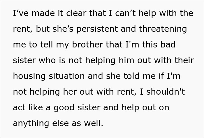 Text message about refusing help with rent to dad's ex-wife and son. Text message about refusing help with rent to dad's ex-wife and son.