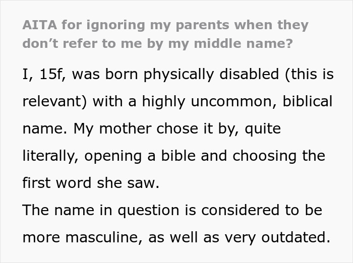 “Text about a mom choosing a biblical name for daughter by opening a Bible, leading to issues with the uncommon choice.” “Text about a mom choosing a biblical name for daughter by opening a Bible, leading to issues with the uncommon choice.”