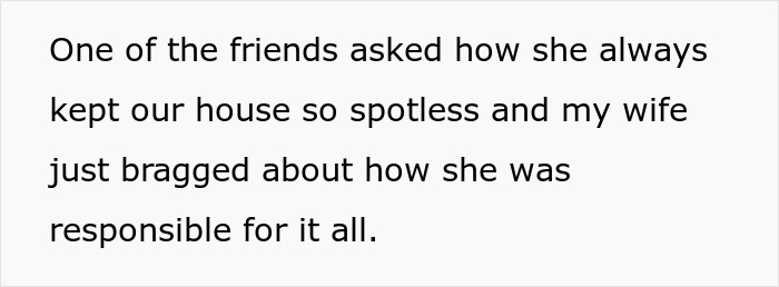 Text image about a wife claiming responsibility for house cleanliness, sparking husband's response on being "unhelpful. Text image about a wife claiming responsibility for house cleanliness, sparking husband's response on being "unhelpful.