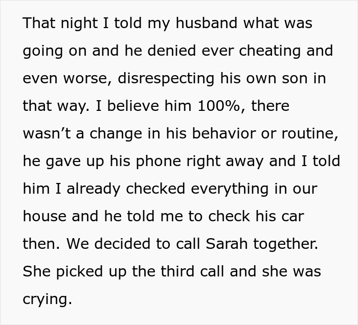 Text recounting a conversation about trust and suspicion in a marriage. Text recounting a conversation about trust and suspicion in a marriage.