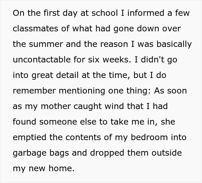 Text image depicting a teen sharing a story about their mother's harsh behavior and a surprising stranger's revenge. Text image depicting a teen sharing a story about their mother's harsh behavior and a surprising stranger's revenge.