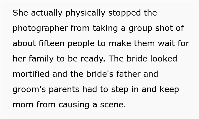 Text about a MIL's failed attempt to get attention during a group photo at a wedding. Text about a MIL's failed attempt to get attention during a group photo at a wedding.