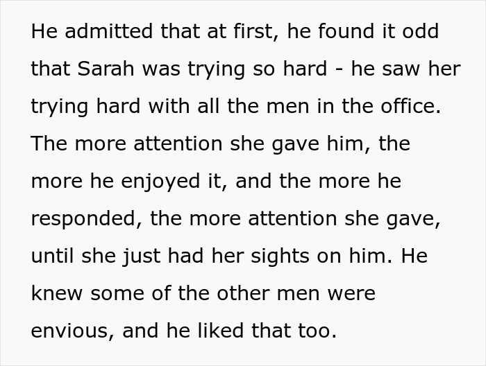 Text excerpt about a 'work wife' gaining attention in an office setting, impacting relationships. Text excerpt about a 'work wife' gaining attention in an office setting, impacting relationships.