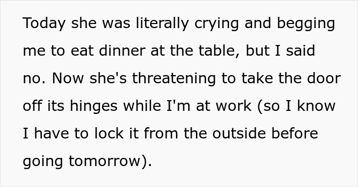 Text from a frustrated person about locking themselves in the basement to avoid nagging girlfriend. Text from a frustrated person about locking themselves in the basement to avoid nagging girlfriend.