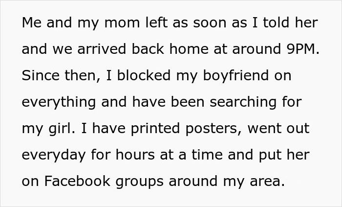 Text recounting a woman's efforts to find her lost dog after an incident with her boyfriend. Text recounting a woman's efforts to find her lost dog after an incident with her boyfriend.