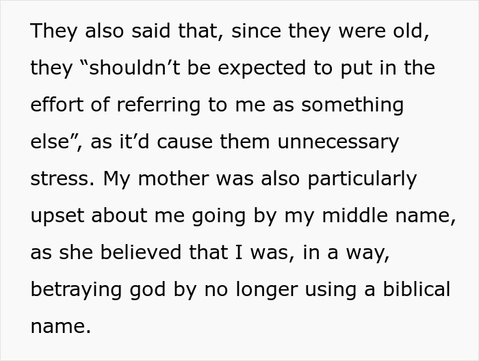 Text about a daughter disliking her biblical name chosen by her mother, expressing frustration. Text about a daughter disliking her biblical name chosen by her mother, expressing frustration.