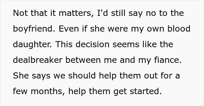 Text of stepdad refusing to take in daughter and her boyfriend. Text of stepdad refusing to take in daughter and her boyfriend.