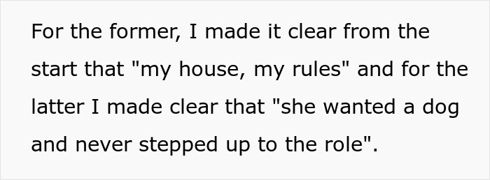 Text discussing house rules and responsibility in context of an untrainable dog. Text discussing house rules and responsibility in context of an untrainable dog.
