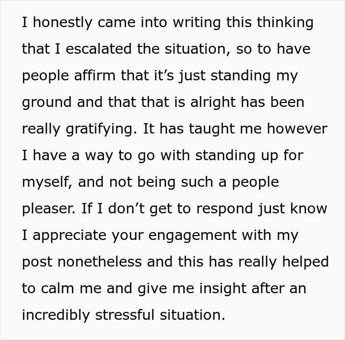 Text discusses standing ground and gratitude after a stressful situation related to insisting on a train seat. Text discusses standing ground and gratitude after a stressful situation related to insisting on a train seat.