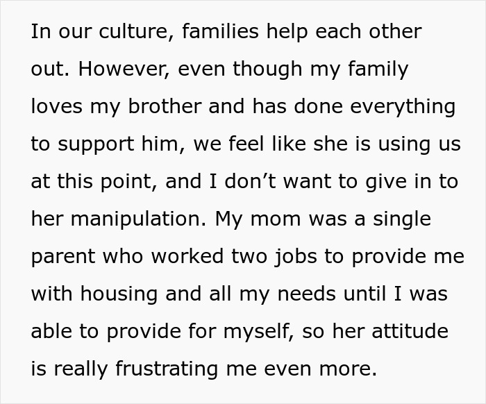 Text image discussing frustration over family and assistance issues. Text image discussing frustration over family and assistance issues.