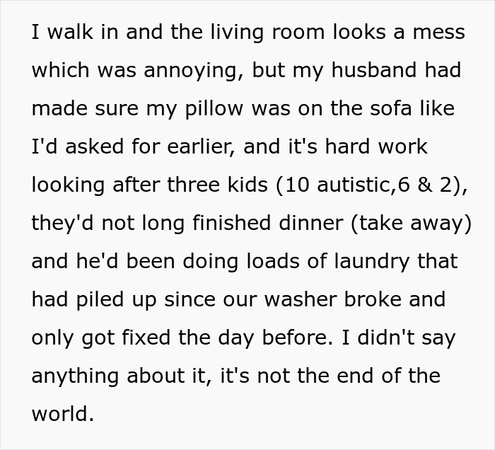 Text about a woman returning home, seeing laundry done by her husband amidst family challenges. Text about a woman returning home, seeing laundry done by her husband amidst family challenges.