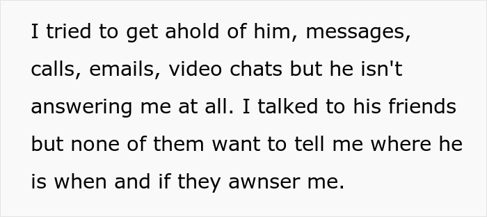 Text describing a woman's failed communication attempts after a husband's divorce papers serve as consequence. Text describing a woman's failed communication attempts after a husband's divorce papers serve as consequence.