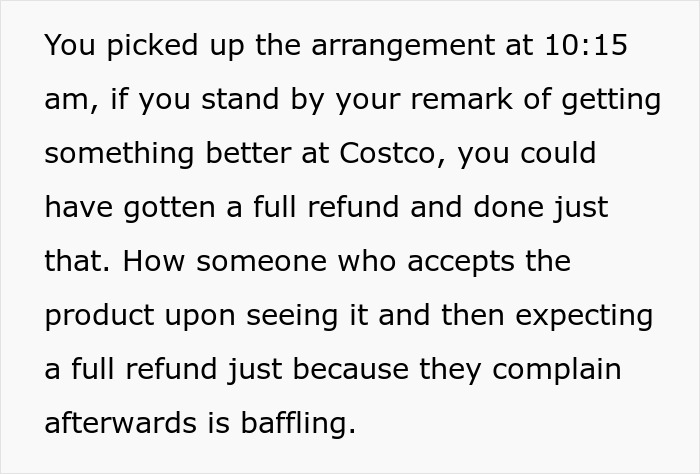 Text exchange discussing a refund issue related to a $300 order and Costco comparison, highlighting a disgruntled customer. Text exchange discussing a refund issue related to a $300 order and Costco comparison, highlighting a disgruntled customer.