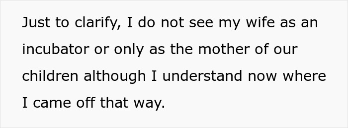 Text discussing a husband's perspective on his wife's role during labor and feelings about being there for the newborn. Text discussing a husband's perspective on his wife's role during labor and feelings about being there for the newborn.