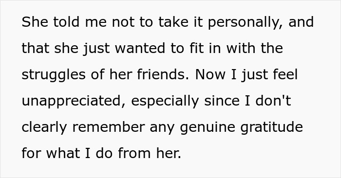 Text expressing husband's feelings of being unappreciated after wife calls him unhelpful. Text expressing husband's feelings of being unappreciated after wife calls him unhelpful.