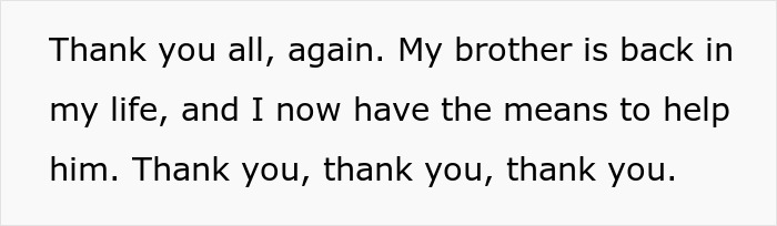 Text reading gratitude for brother's return, expressing joy and support, related to proving brother isn't gay anymore. Text reading gratitude for brother's return, expressing joy and support, related to proving brother isn't gay anymore.
