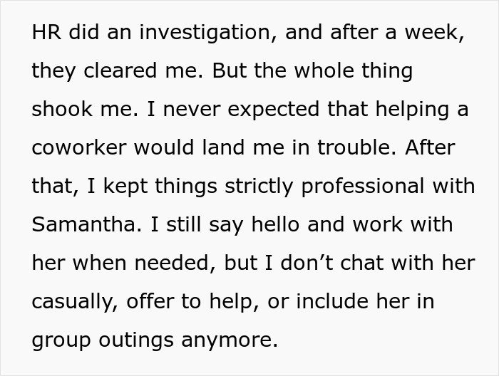 Text on professional boundaries after HR investigation involving coworkers. Text on professional boundaries after HR investigation involving coworkers.