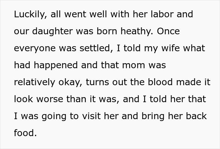 Text recounting successful labor and reassurance, focusing on husband's role after wife's childbirth. Text recounting successful labor and reassurance, focusing on husband's role after wife's childbirth.
