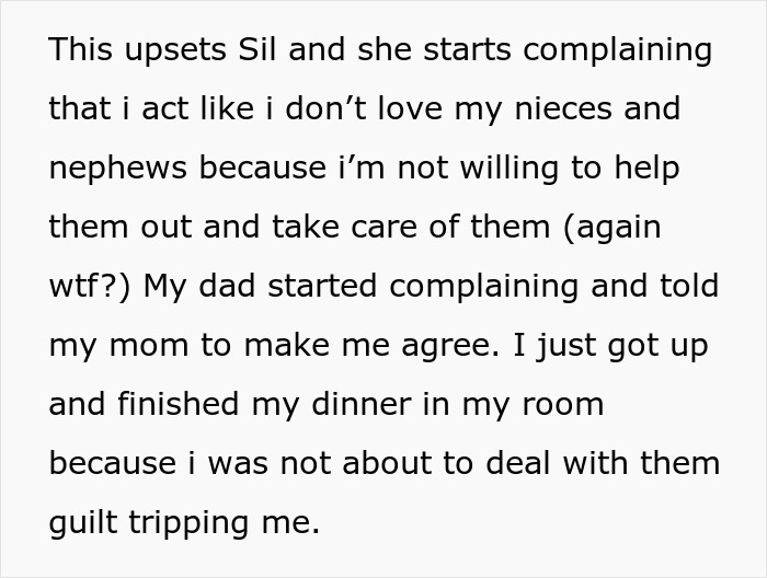 Text conversation about a daughter refusing to babysit after parents volunteer her without asking. Text conversation about a daughter refusing to babysit after parents volunteer her without asking.