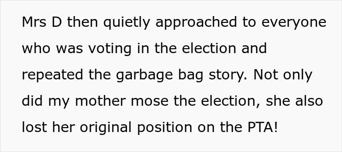 Text from a story about a stranger getting revenge on a horrible mother during an election. Text from a story about a stranger getting revenge on a horrible mother during an election.