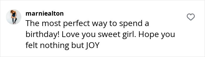 User comment expressing birthday wishes and joy. User comment expressing birthday wishes and joy.