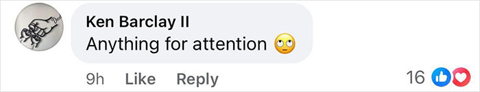 Comment reading "Anything for attention" with an eye-roll emoji, related to self-promotion criticism. Comment reading "Anything for attention" with an eye-roll emoji, related to self-promotion criticism.