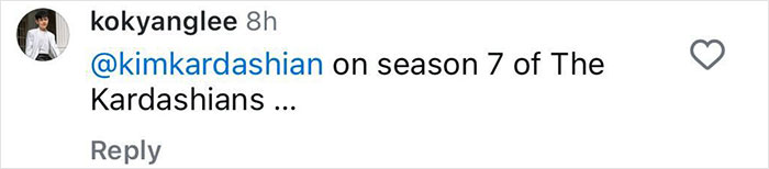 Instagram comment mentioning Kim Kardashian on The Kardashians show. Instagram comment mentioning Kim Kardashian on The Kardashians show.