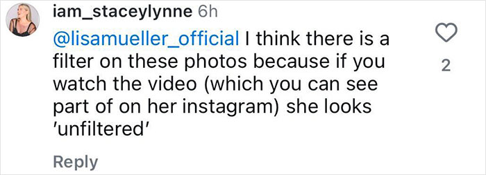 Comment discussing possible filter use on photos related to Elle Macpherson and Photoshop. Comment discussing possible filter use on photos related to Elle Macpherson and Photoshop.