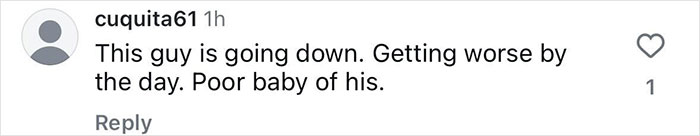 Instagram comment expressing concern about a new daddy, mentioning a baby and worsening situation. Instagram comment expressing concern about a new daddy, mentioning a baby and worsening situation.