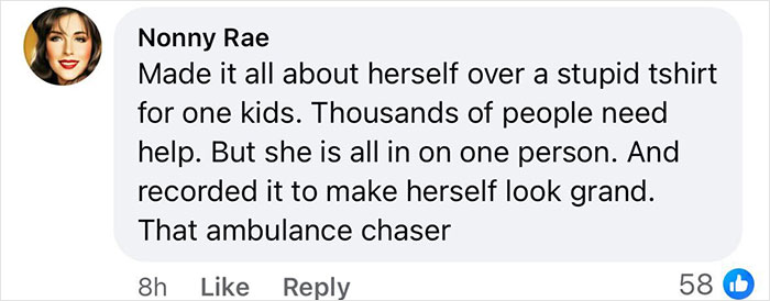 Comment criticizing Meghan Markle for self-promotion with charity post, mentioning focus on one person. Comment criticizing Meghan Markle for self-promotion with charity post, mentioning focus on one person.