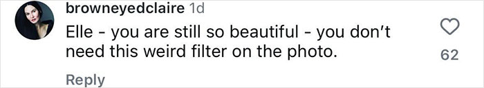 Instagram comment discussing Elle Macpherson and photo editing. Instagram comment discussing Elle Macpherson and photo editing.