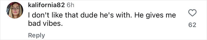 Instagram comment expressing concern for Justin Bieber with 62 likes. Instagram comment expressing concern for Justin Bieber with 62 likes.