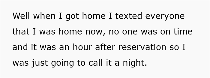 Text message with decision to cancel birthday dinner after no one showed up, highlighting feelings of being let down by friends. Text message with decision to cancel birthday dinner after no one showed up, highlighting feelings of being let down by friends.