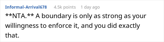 Comment on child-free birthday dinner, discussing boundary enforcement. Comment on child-free birthday dinner, discussing boundary enforcement.
