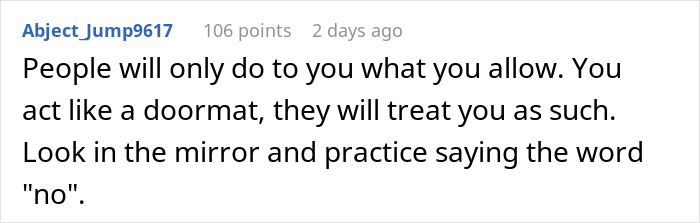 Comment on being assertive to avoid being treated like a hotel. Comment on being assertive to avoid being treated like a hotel.