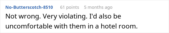 Comment by user discussing uncomfortable situation related to husband's coworkers' game. Comment by user discussing uncomfortable situation related to husband's coworkers' game.