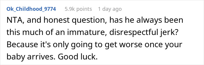 Comment criticizing a man for being immature and disrespectful at pregnancy appointments. Comment criticizing a man for being immature and disrespectful at pregnancy appointments.