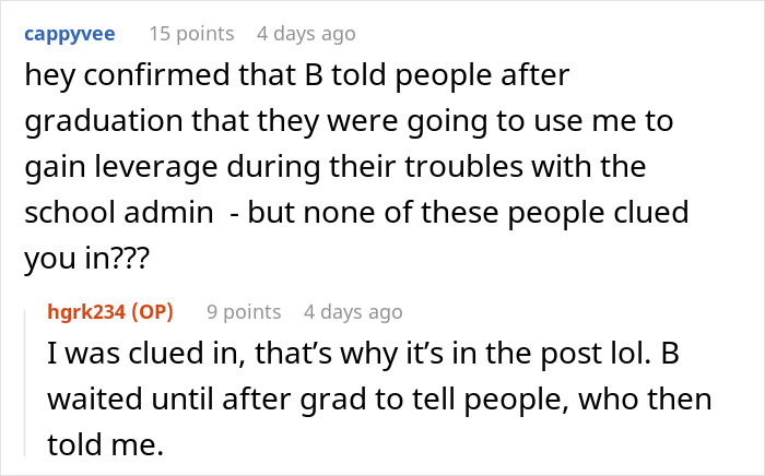 Text conversation about finding out a friend used someone, leading to petty revenge three years later. Text conversation about finding out a friend used someone, leading to petty revenge three years later.