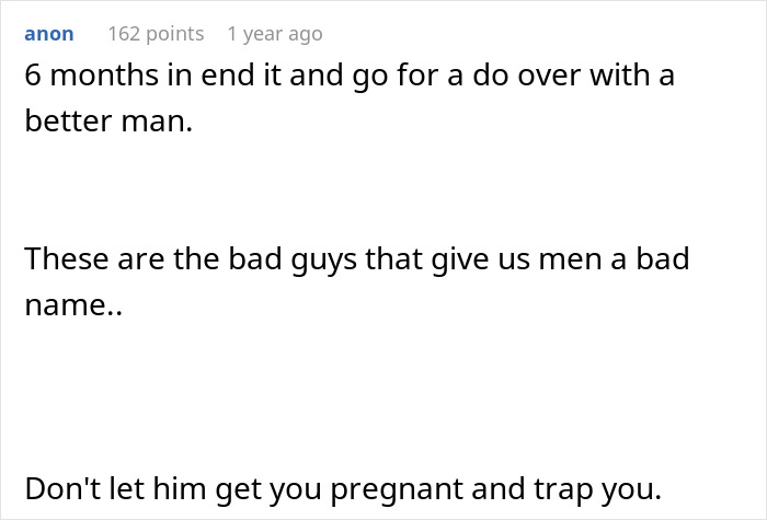 Anonymous comment discussing relationship advice related to quitting job and divorce. Anonymous comment discussing relationship advice related to quitting job and divorce.