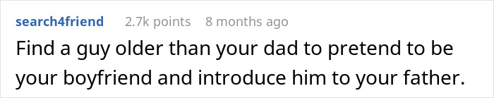 Comment offering advice about dealing with dad dating someone younger than daughter. Comment offering advice about dealing with dad dating someone younger than daughter.