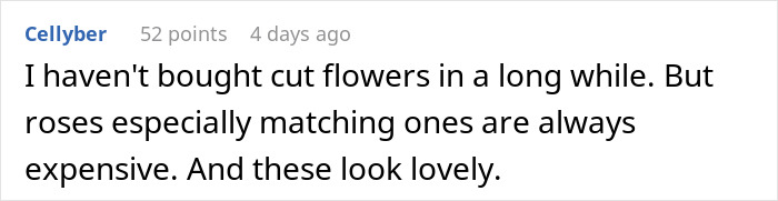 Comment about the cost and beauty of matching roses. Comment about the cost and beauty of matching roses.