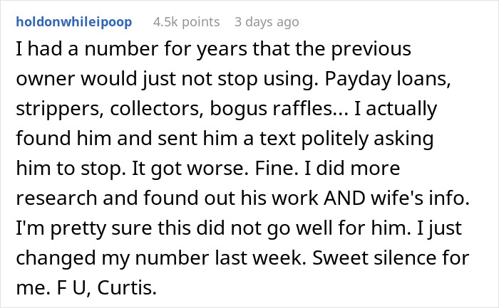 Text describing using someone's phone number for reservations and the issues it caused. Text describing using someone's phone number for reservations and the issues it caused.