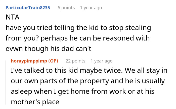 Text exchange about roommate dealing with dad blaming them for allergic child taking their food. Text exchange about roommate dealing with dad blaming them for allergic child taking their food.