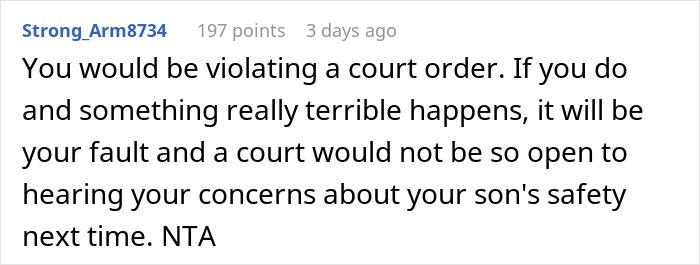Comment discussing court order related to stepsiblings and fairness in family situation. Comment discussing court order related to stepsiblings and fairness in family situation.
