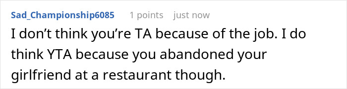 Comment discussing blame about a girlfriend's job probation and being late. Comment discussing blame about a girlfriend's job probation and being late.