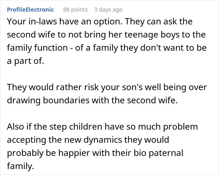 Text comment about mom being unfair and too strict with son and stepsiblings. Text comment about mom being unfair and too strict with son and stepsiblings.